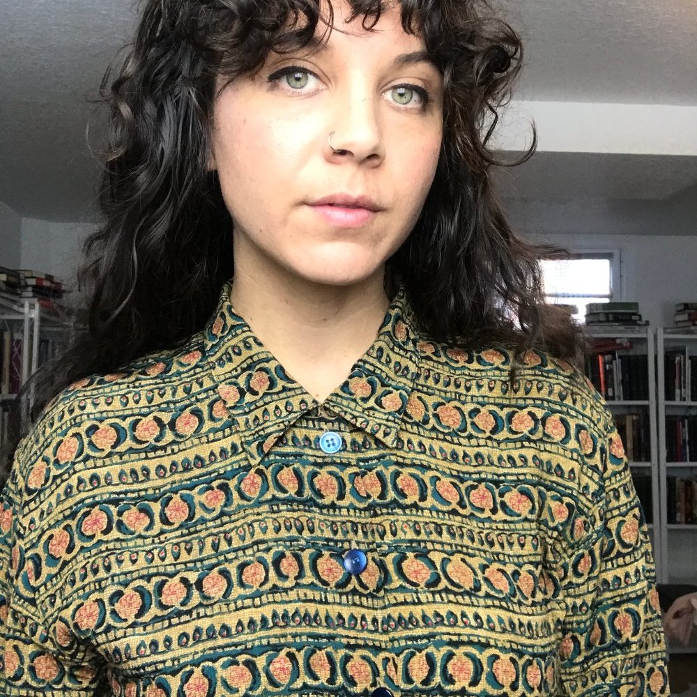 Vintage Patterned Button Down Blouse - B59 - image 6